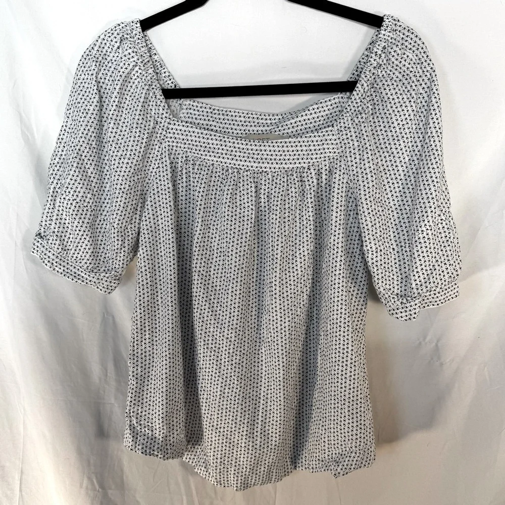 LOFT Star Puff Sleeve Blouse Size M